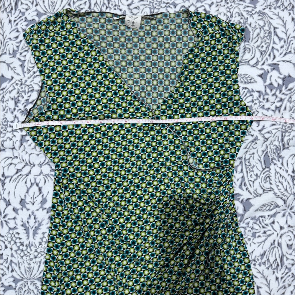 Max Studio Geometric Print green and teal Sleeveless Top size L - Picture 6 of 9